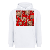 White Yorkshire Pig And Candy Cane Heavyweight Hoodie - LillyAllenDesigns