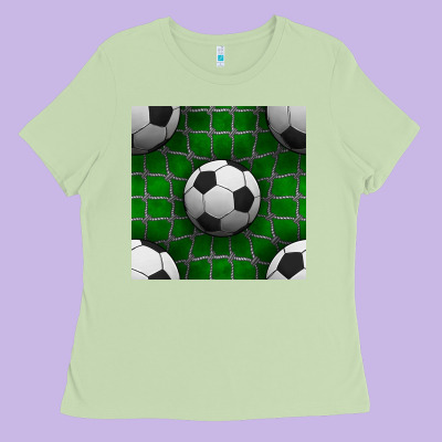 Soccer Ball With Goal Nets Seamless Pattern Ladies Tee Designed By Bundleandbundleshop