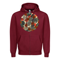 Burgundy african fabric pattern round earrings 5 Zipper Hoodie - BundleAndBundleShop