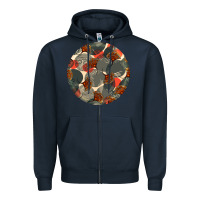 Navy african fabric pattern round earrings 5 Zipper Hoodie - BundleAndBundleShop