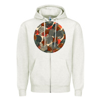 Oatmeal Heather african fabric pattern round earrings 5 Zipper Hoodie - BundleAndBundleShop