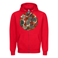 Red african fabric pattern round earrings 5 Zipper Hoodie - BundleAndBundleShop