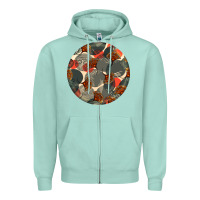 Seafoam african fabric pattern round earrings 5 Zipper Hoodie - BundleAndBundleShop