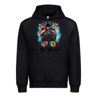 Black tie dye momlife messy bun Urban Hoodie - BarkalooDesign