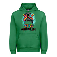 Emerald tie dye momlife messy bun Urban Hoodie - BarkalooDesign