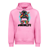 Fuchsia Pink tie dye momlife messy bun Urban Hoodie - BarkalooDesign