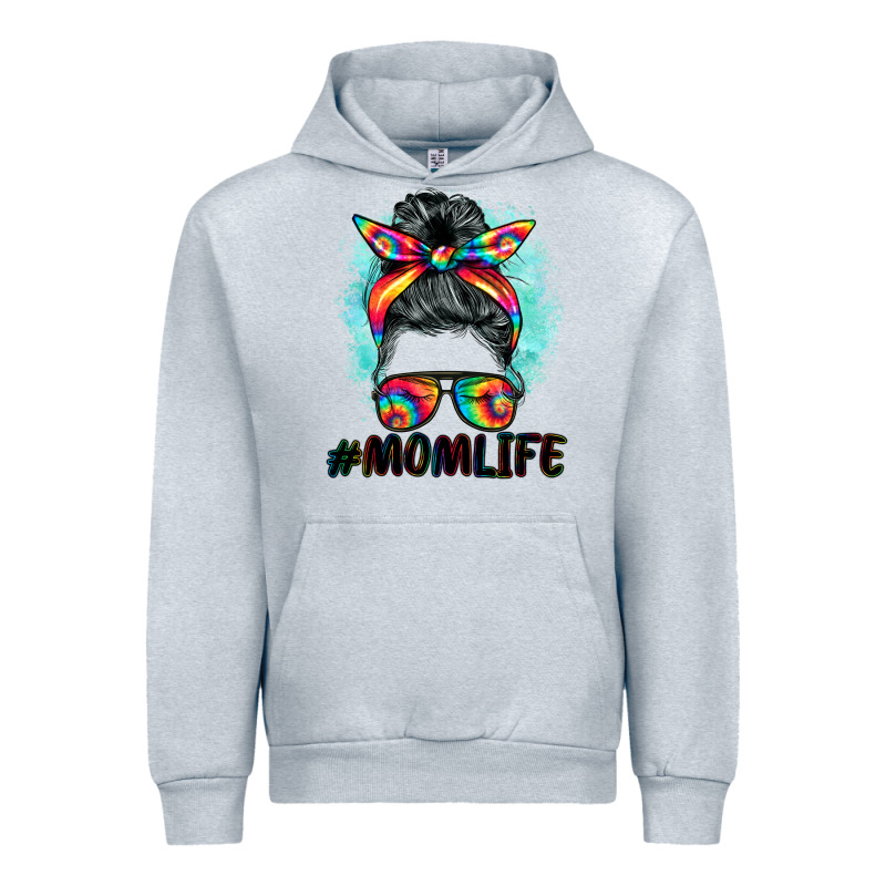 Tie Dye Momlife Messy Bun Urban Hoodie by BarkalooDesign | Teevron