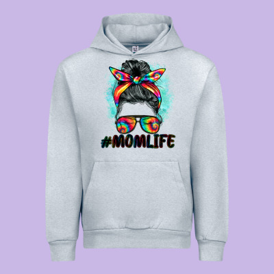 Tie Dye Momlife Messy Bun Urban Hoodie Designed By Barkaloodesign