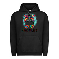Pigment Black tie dye momlife messy bun Urban Hoodie - BarkalooDesign