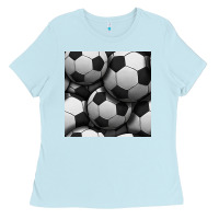 Baby Blue soccer seamless pattern Ladies Tee - BundleAndBundleShop