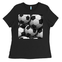 Black soccer seamless pattern Ladies Tee - BundleAndBundleShop
