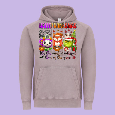 Hallothanksmas Its The Most Wonderful Time Of The Vintage Hoodie Designed By Texasbilliewilder