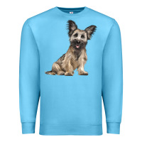 Ocean Blue Skye Terrier Dog Illustrations Premium Sweatshirt - LillyAllenDesigns