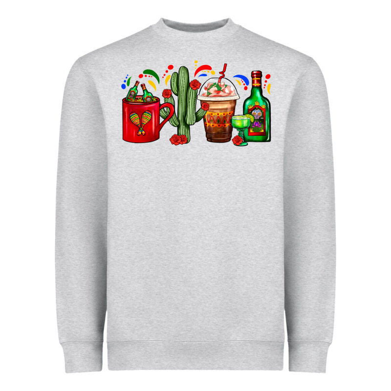Mexico Coffee Cups With Cactus And Tequila Bottle Heavyweight Sweatshirt by FaDigitalArtStudio | Teevron