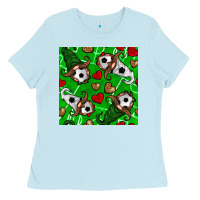 Baby Blue soccer gnomes and hearts seamless pattern Ladies Tee - BundleAndBundleShop