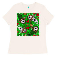 Bone soccer gnomes and hearts seamless pattern Ladies Tee - BundleAndBundleShop
