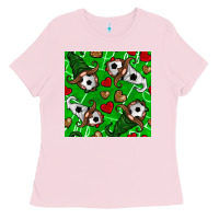 Bubblegum Pink soccer gnomes and hearts seamless pattern Ladies Tee - BundleAndBundleShop
