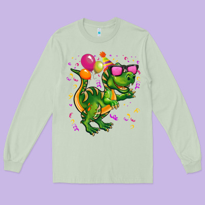 Birthday T Rex Pink Long Sleeve Tee Designed By Cowgirlartshop