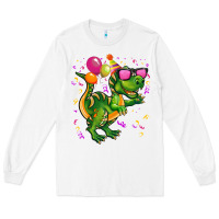 White birthday t rex pink Long Sleeve Tee - CowGirlArtShop