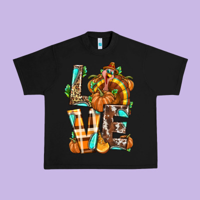 Love Turkey Thanksgiving Urban Heavy Tee Designed By Texasbilliewilder