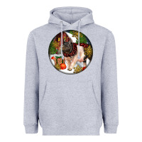 Heather Grey hampshire sow pig christmas Heavyweight Hoodie - LillyAllenDesigns