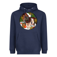 Navy hampshire sow pig christmas Heavyweight Hoodie - LillyAllenDesigns