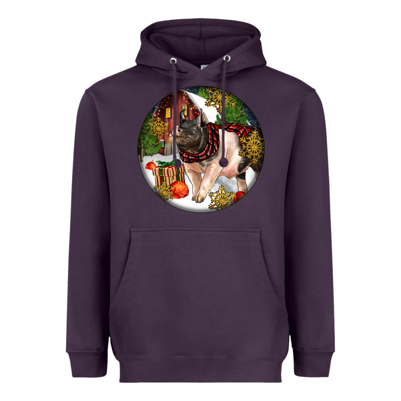 Hampshire Sow Pig Christmas Heavyweight Hoodie by LillyAllenDesigns | Teevron