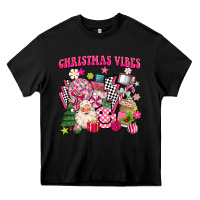 Black retro pink christmas vibes Heavy Core Tee - MaliasSmallBusiness