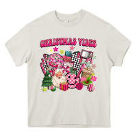 Cream retro pink christmas vibes Heavy Core Tee - MaliasSmallBusiness