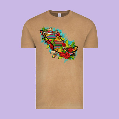Mexico Map With Leopard And Sunflowers Vintage Tee Designed By Texasbilliewilder