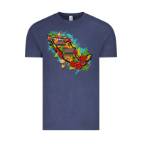 Vintage Denim Mexico Map with Leopard and Sunflowers Vintage Tee - texasbilliewilder