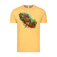 Vintage Mustard Mexico Map with Leopard and Sunflowers Vintage Tee - texasbilliewilder