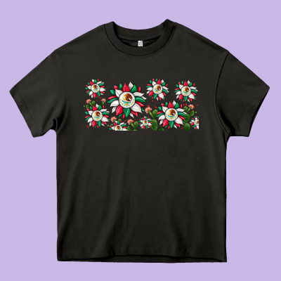 Mexican Flag Sunflower Heavy Core Tee Designed By Jahusdesignshop