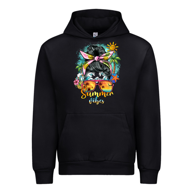 Summer Vibes Messy Bun Urban Hoodie by BarkalooDesign | Teevron