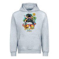 Heather Grey summer vibes messy bun Urban Hoodie - BarkalooDesign