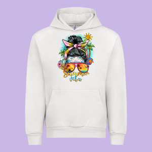 Summer Vibes Messy Bun Urban Hoodie Designed By Barkaloodesign