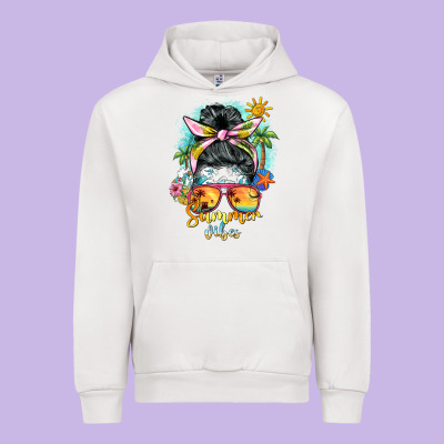 Summer Vibes Messy Bun Urban Hoodie Designed By Barkaloodesign