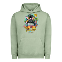 Pigment Oil Green summer vibes messy bun Urban Hoodie - BarkalooDesign