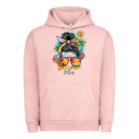 Pigment Salmon summer vibes messy bun Urban Hoodie - BarkalooDesign