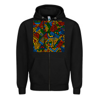 Black african geometric seamless pattern Zipper Hoodie - BundleAndBundleShop