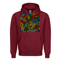 Burgundy african geometric seamless pattern Zipper Hoodie - BundleAndBundleShop