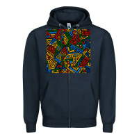 Navy african geometric seamless pattern Zipper Hoodie - BundleAndBundleShop