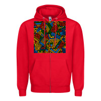 Red african geometric seamless pattern Zipper Hoodie - BundleAndBundleShop