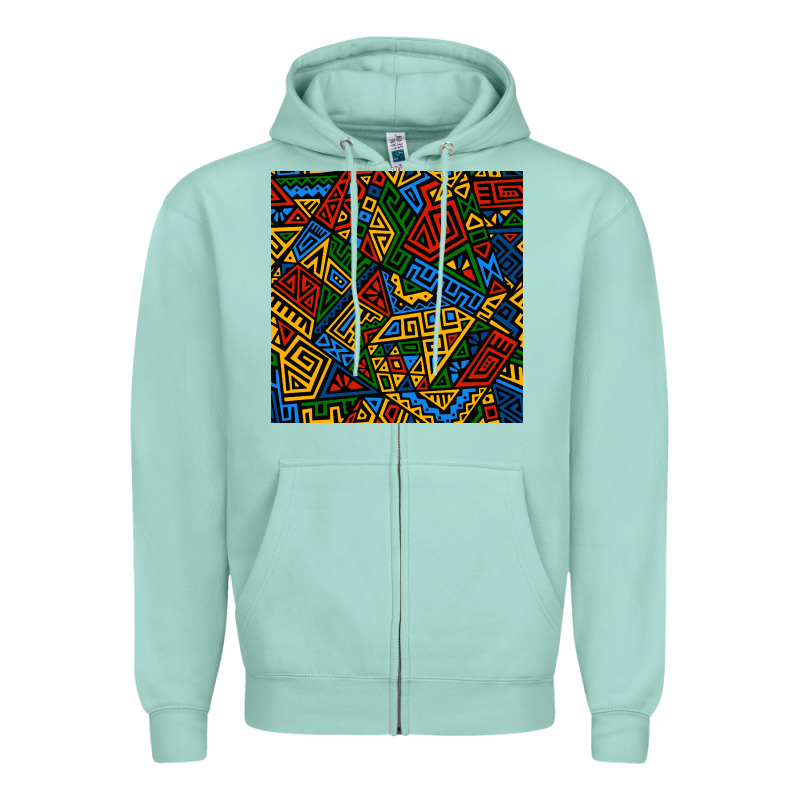 African Geometric Seamless Pattern Zipper Hoodie by BundleAndBundleShop | Teevron