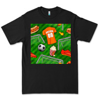 Black soccer ball uniform and shoes seamless pattern Premium Tee - BundleAndBundleShop