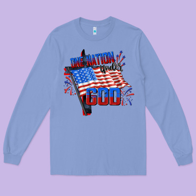 One Nation Under God Long Sleeve Tee Designed By Cowgirlartshop