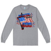 Heather Grey one nation under god Long Sleeve Tee - CowGirlArtShop