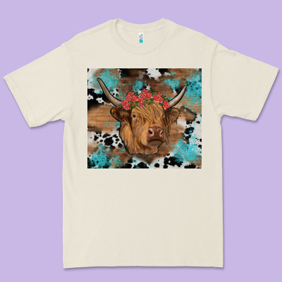 Western Roses Cow Premium Tee Designed By Ranaportraitstore