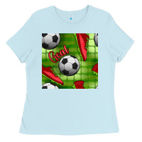Baby Blue soccer shoes goal seamless pattern Ladies Tee - BundleAndBundleShop