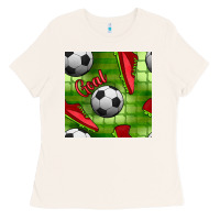 Bone soccer shoes goal seamless pattern Ladies Tee - BundleAndBundleShop